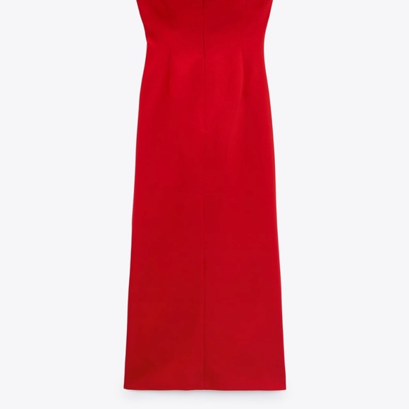 Zara limited edition celeb style ruched tube midi dress with slit - Picture 7 of 8